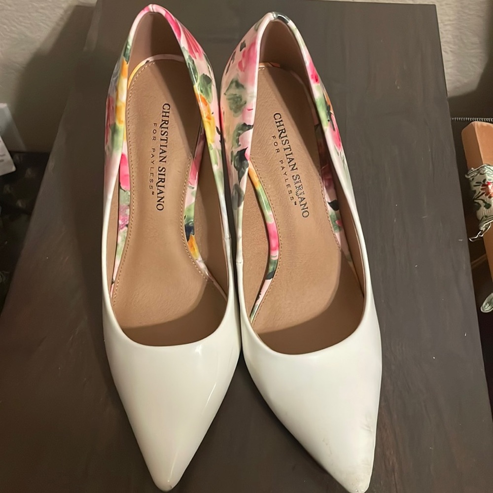 White floral heels